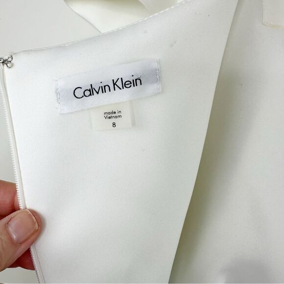 White Cold Shoulder Body Con Calvin Klein Dress Bridal Wedding Guest Prom‎ Sz 8 - Picture 4 of 16